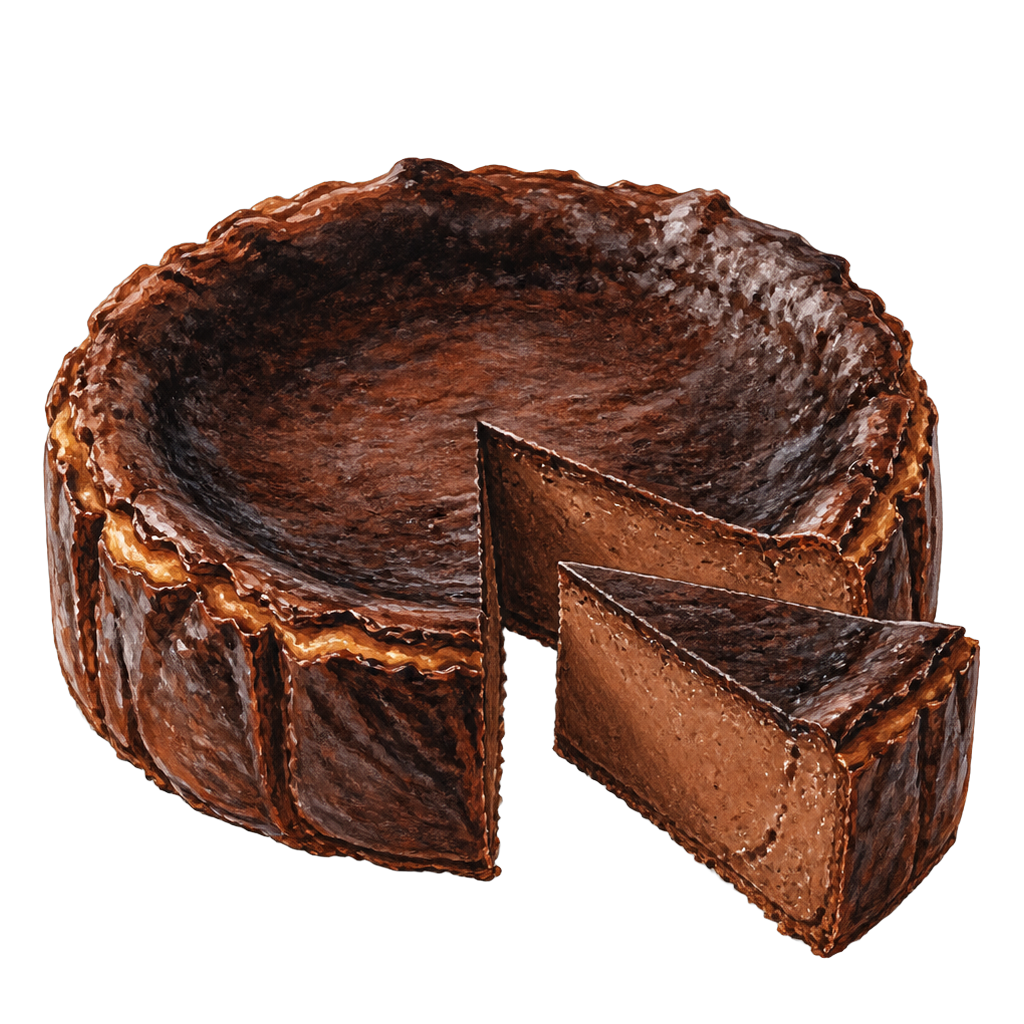 Hand-painted illustration of Chocolate Basque