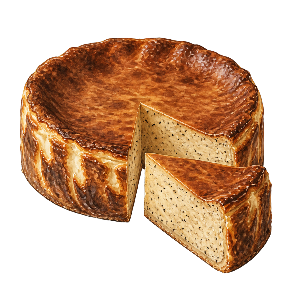Hand-painted illustration of Earl Grey Basque