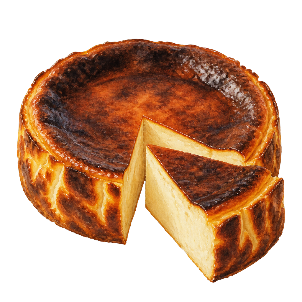 Hand-painted illustration of Original Basque Cheesecake
